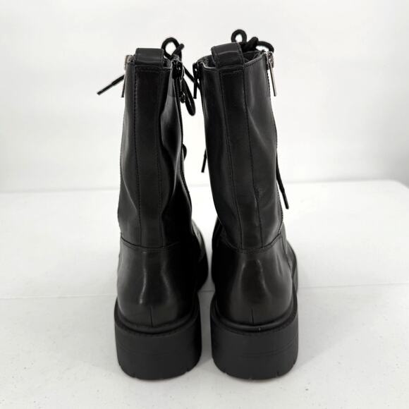 NEW Geox D Spheric EC7 Leather Zippered Biker Mid Boots Black Size 9 - Picture 2 of 11